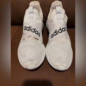 Adidas Cream Slip-On Sneakers with Logo Strap